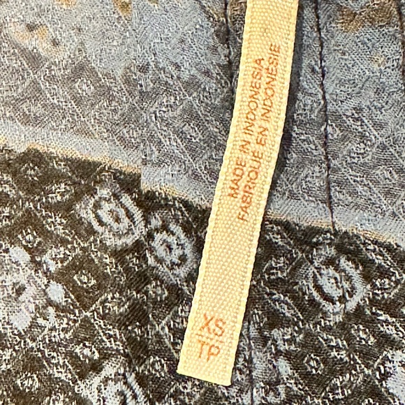 Free People blue floral boho tunic dress long sleeve size XS - Picture 7 of 16